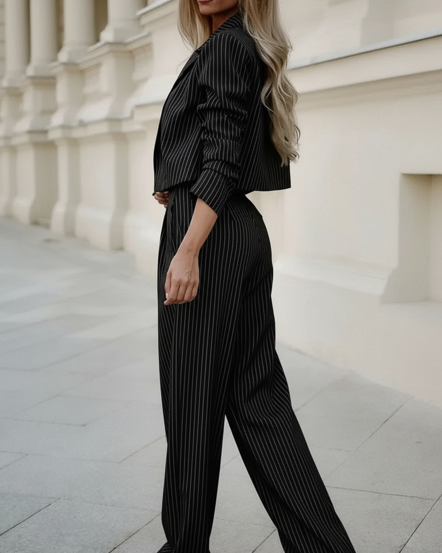 Blue Pinstripe Blazer Suit Set Beyond Formals