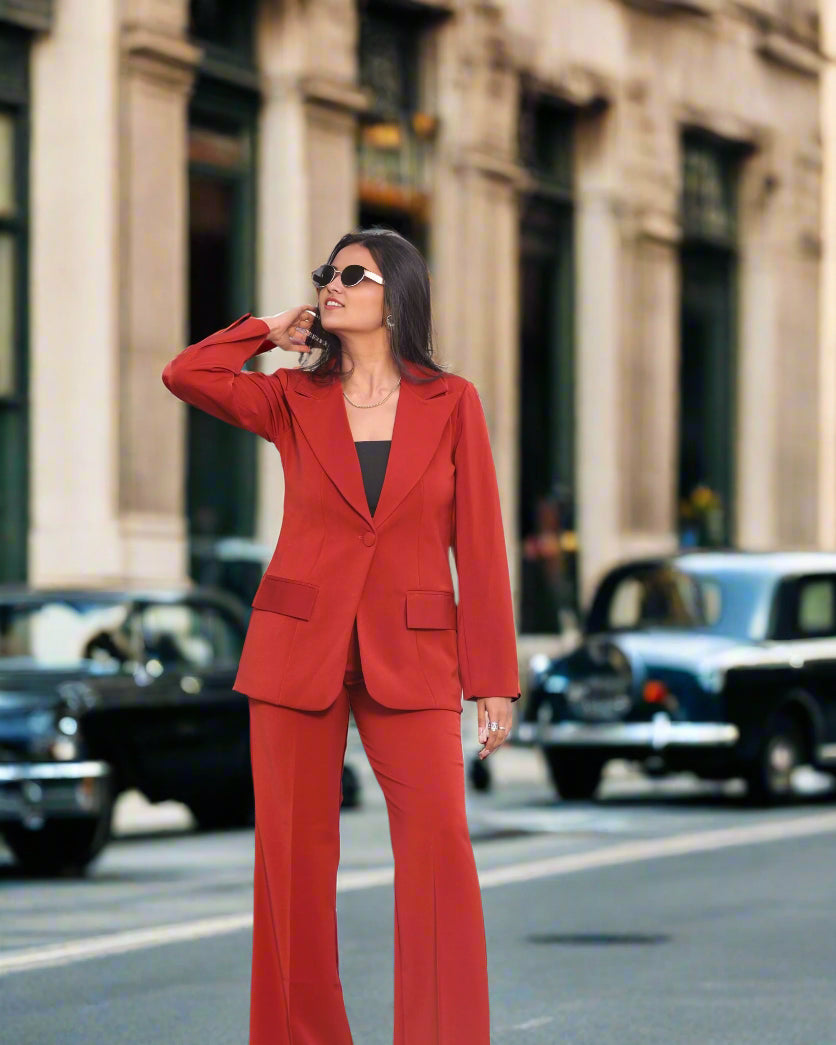 red power blazer suit set for women