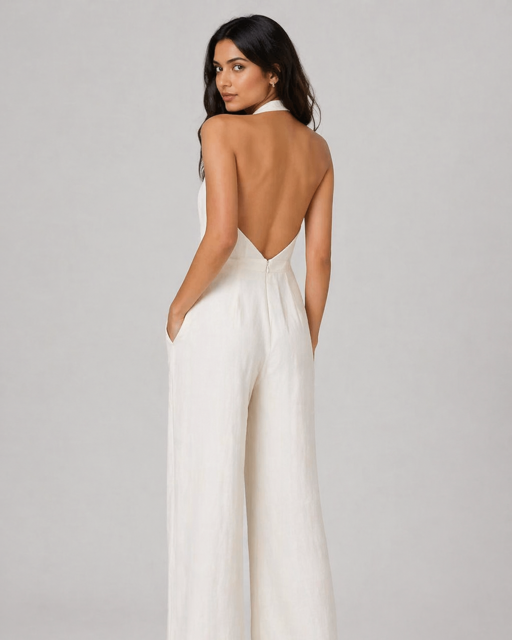 Raven Wide Leg & Backless Halter Jumpsuit Beyond Formals