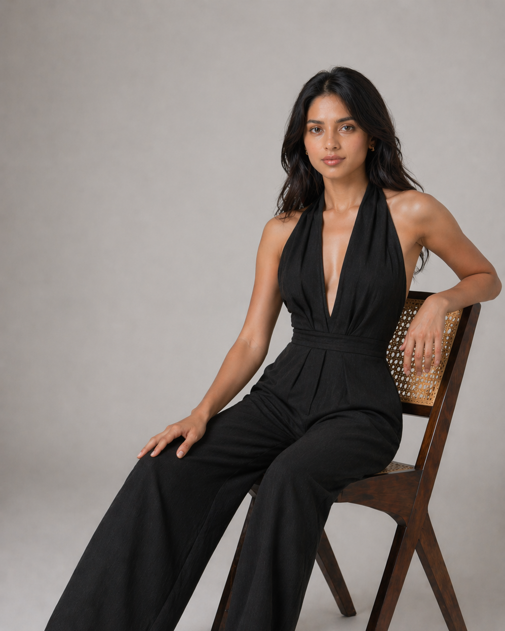Raven Wide Leg & Backless Halter Jumpsuit Beyond Formals