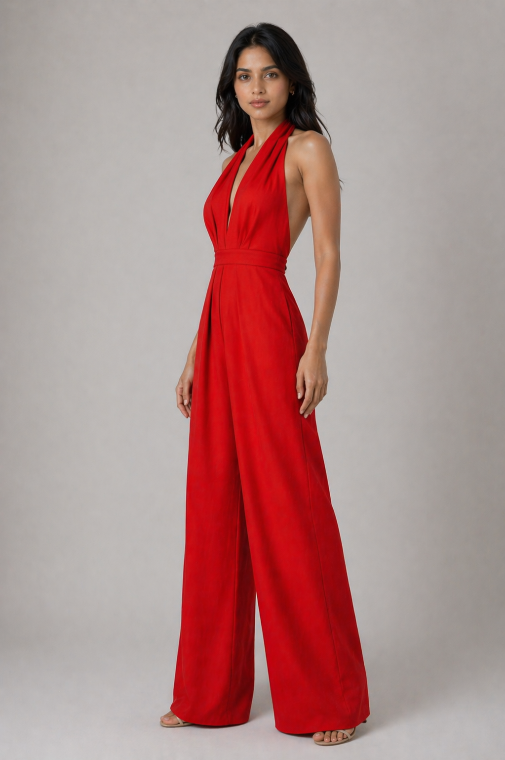 Raven Wide Leg & Backless Halter Jumpsuit Beyond Formals