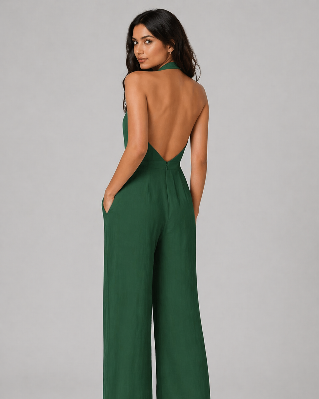 Raven Wide Leg & Backless Halter Jumpsuit Beyond Formals