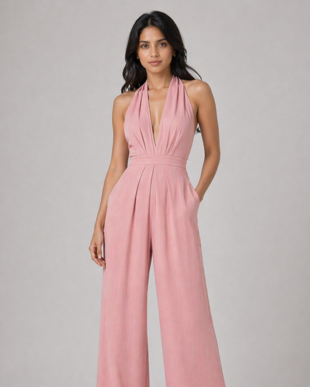 Raven Wide Leg & Backless Halter Jumpsuit Beyond Formals