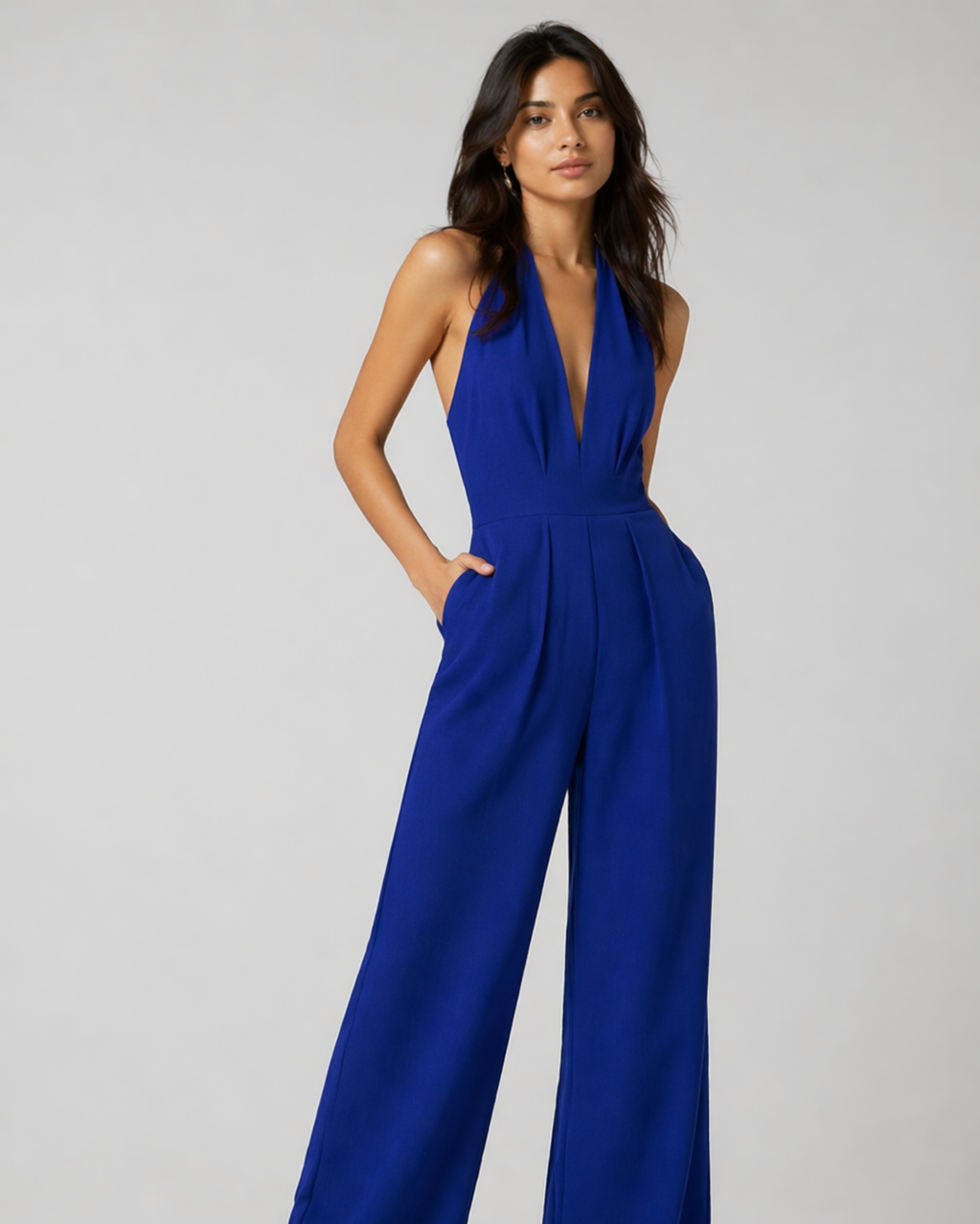 Raven Wide Leg & Backless Halter Jumpsuit Beyond Formals