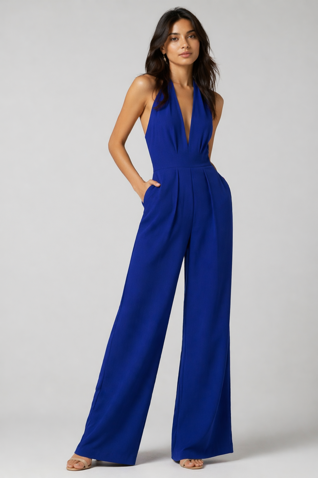 Raven Wide Leg & Backless Halter Jumpsuit Beyond Formals