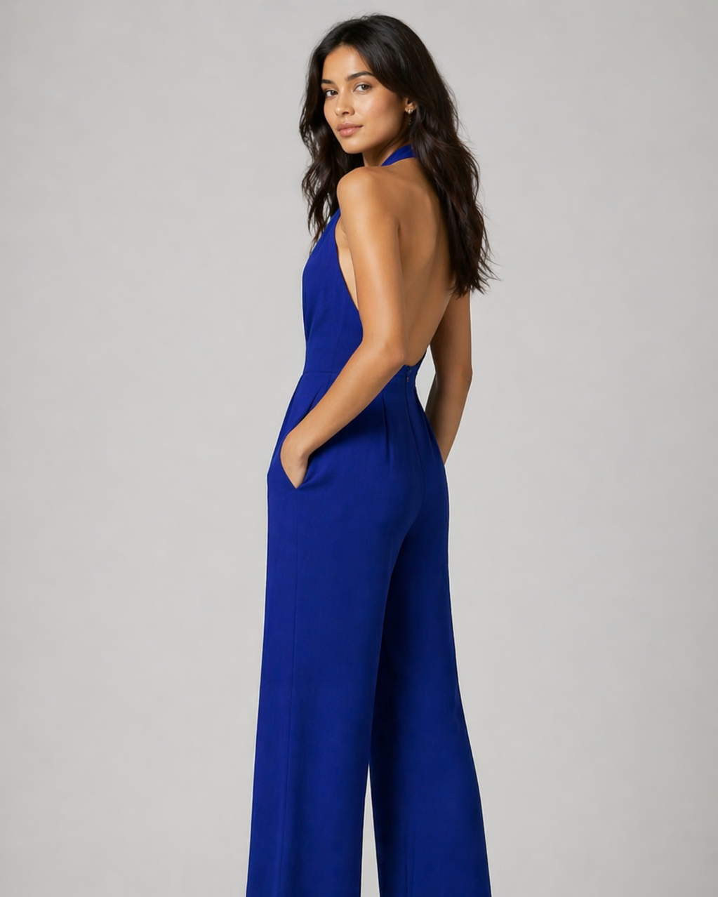 Raven Wide Leg & Backless Halter Jumpsuit Beyond Formals