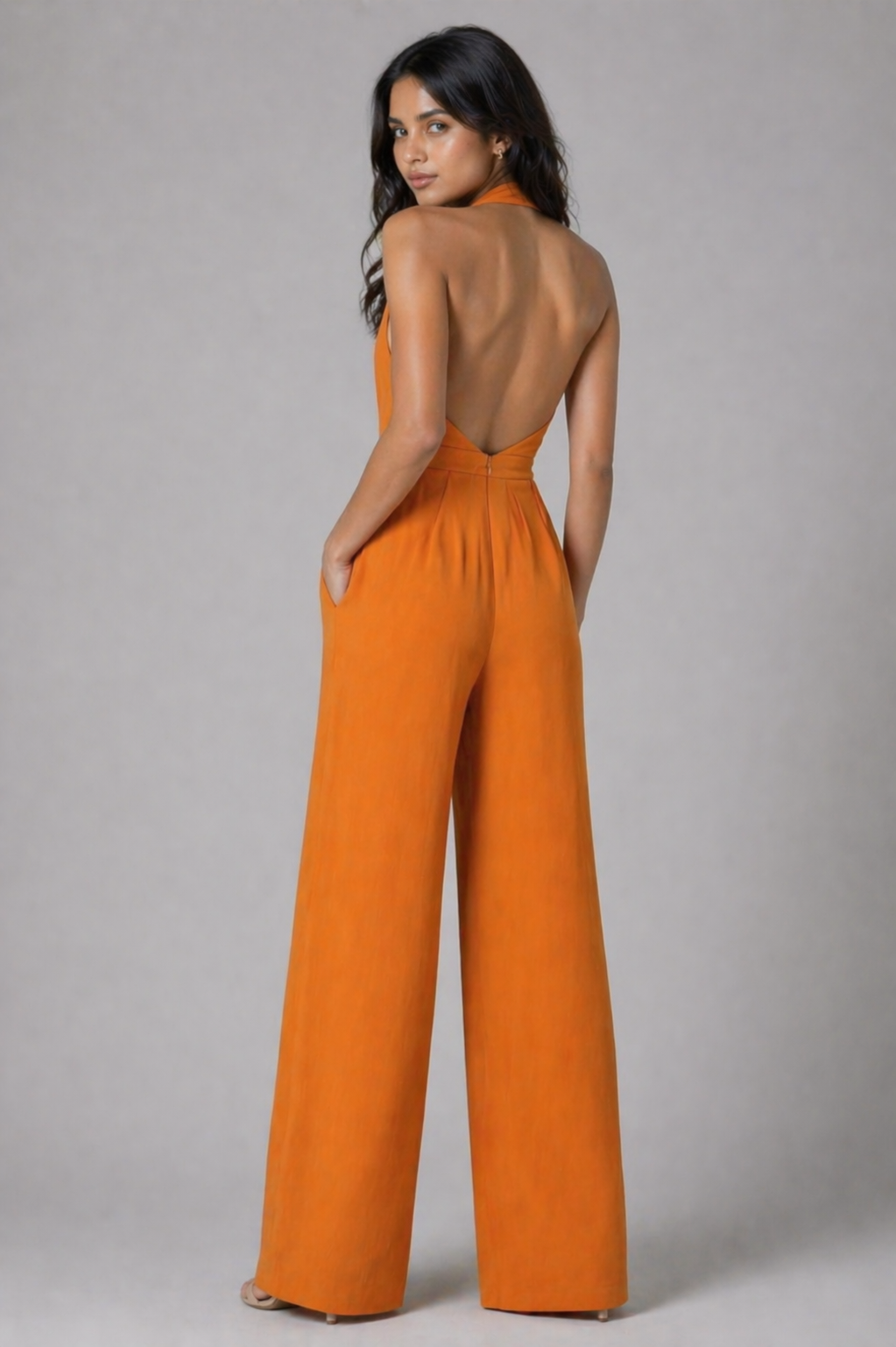 Raven Wide Leg & Backless Halter Jumpsuit Beyond Formals
