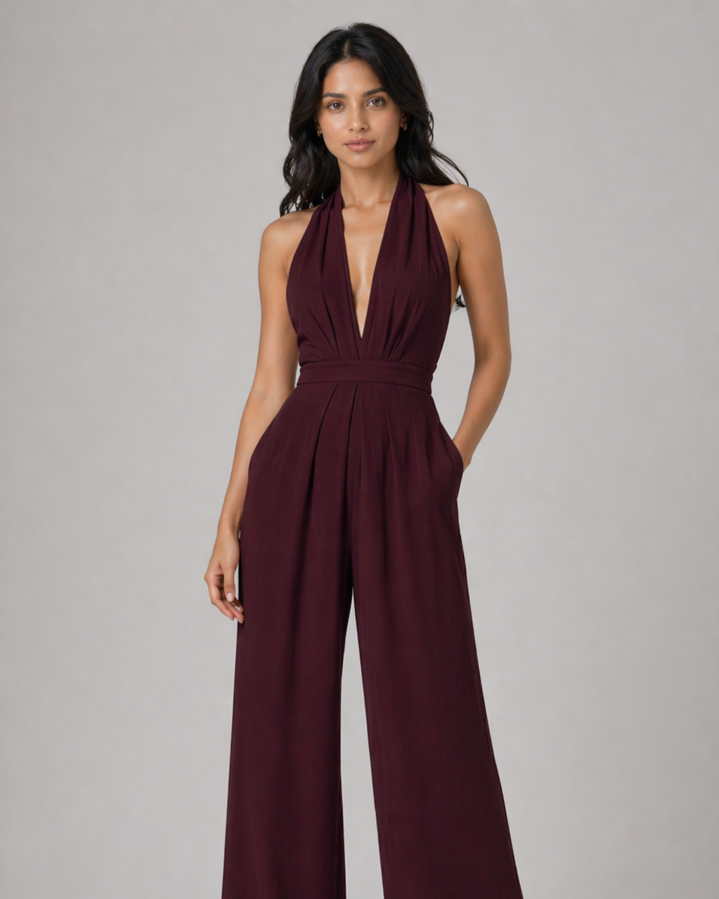 Raven Wide Leg & Backless Halter Jumpsuit Beyond Formals