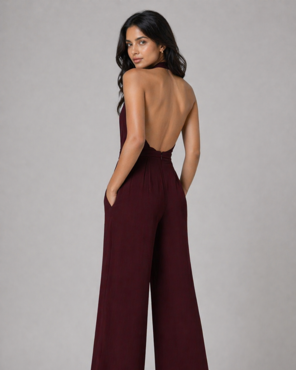 Raven Wide Leg & Backless Halter Jumpsuit Beyond Formals