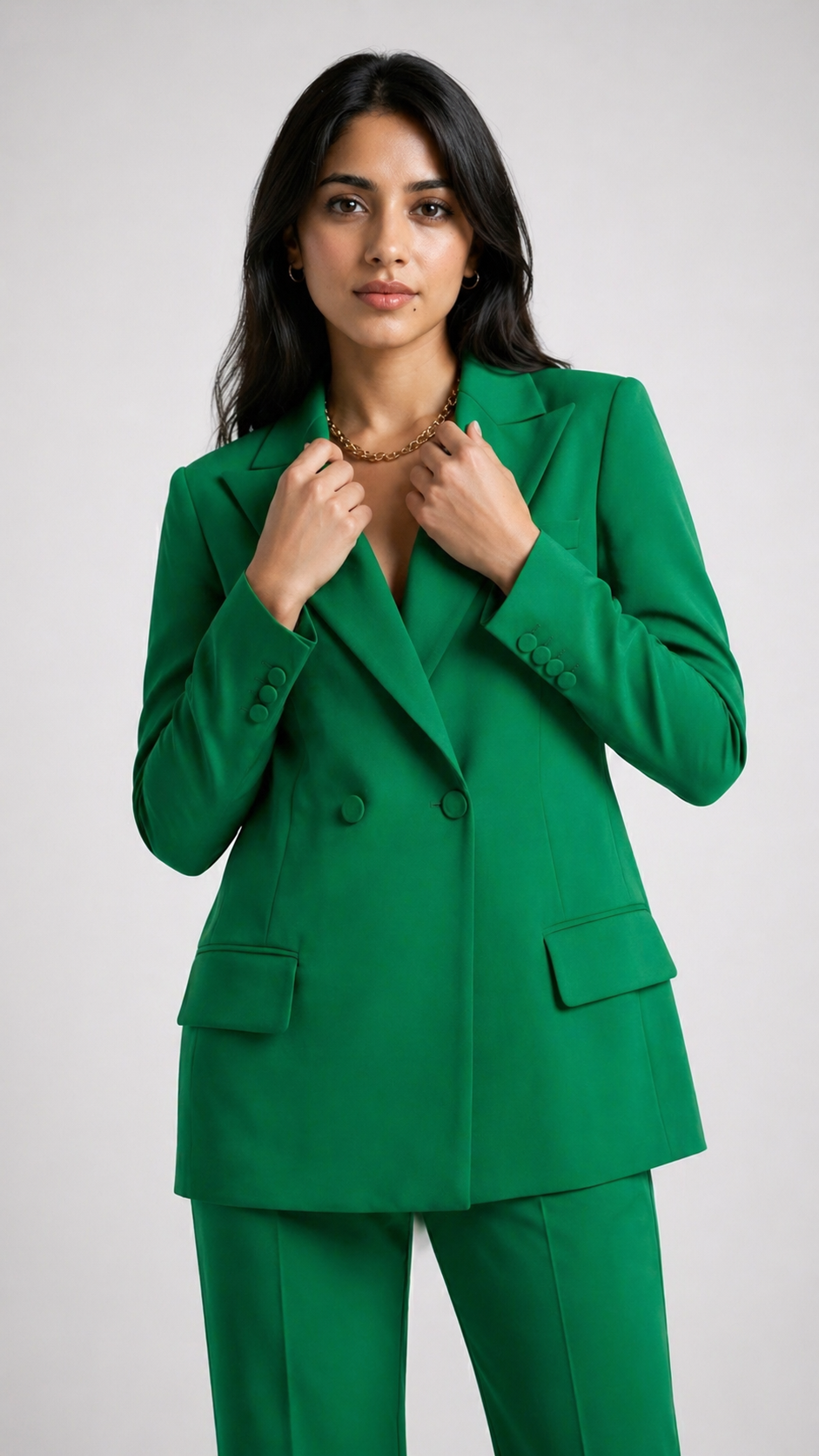 Green Double-Breasted Power Suit Set Beyond Formals
