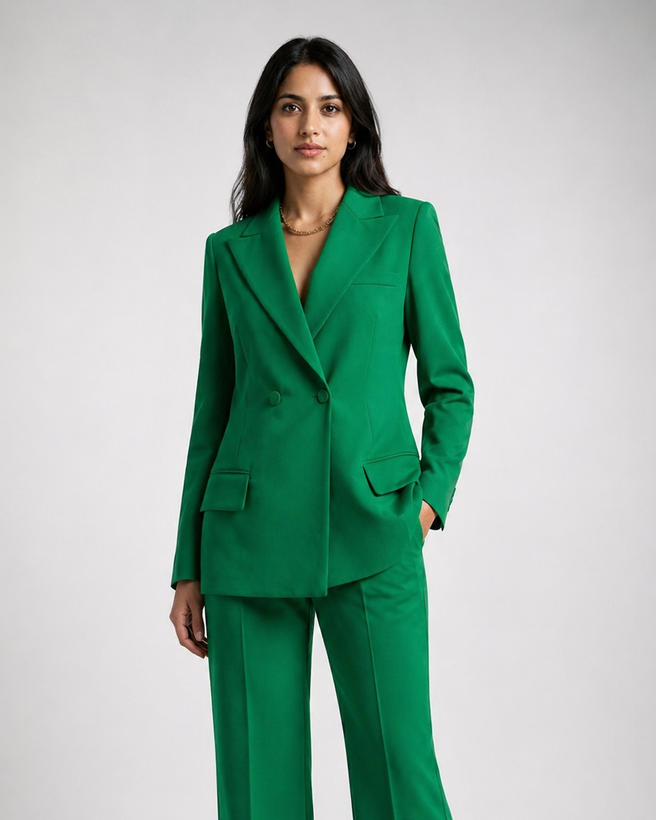 Green Double-Breasted Power Suit Set Beyond Formals