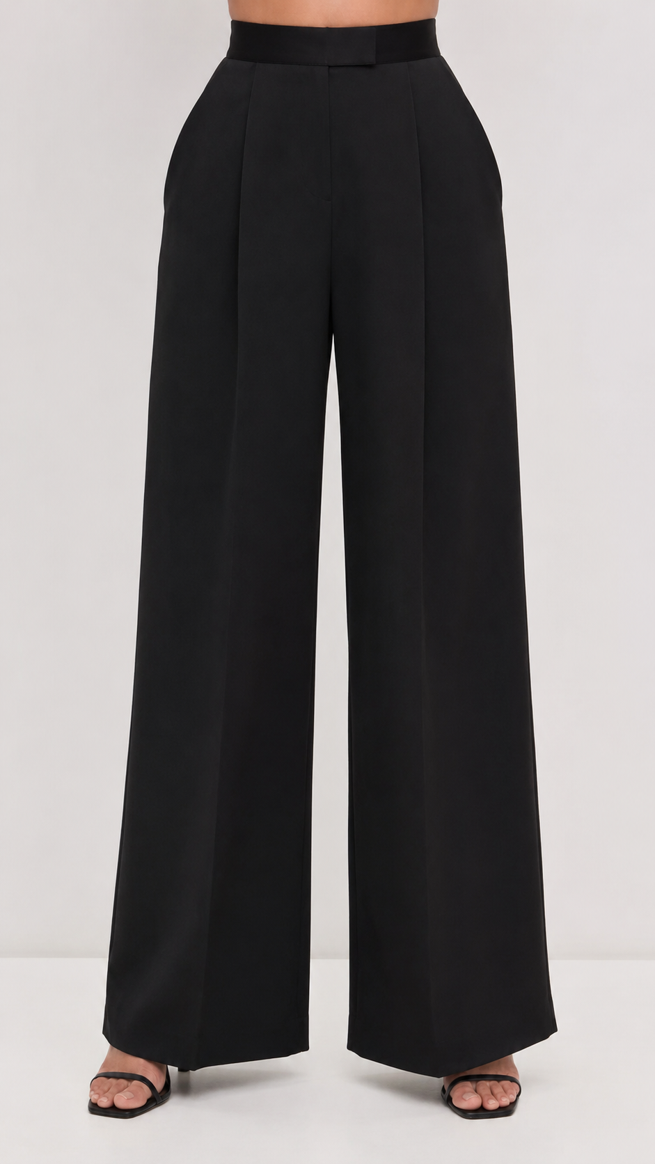 Black High-Rise Wide-Leg Trousers Beyond Formals