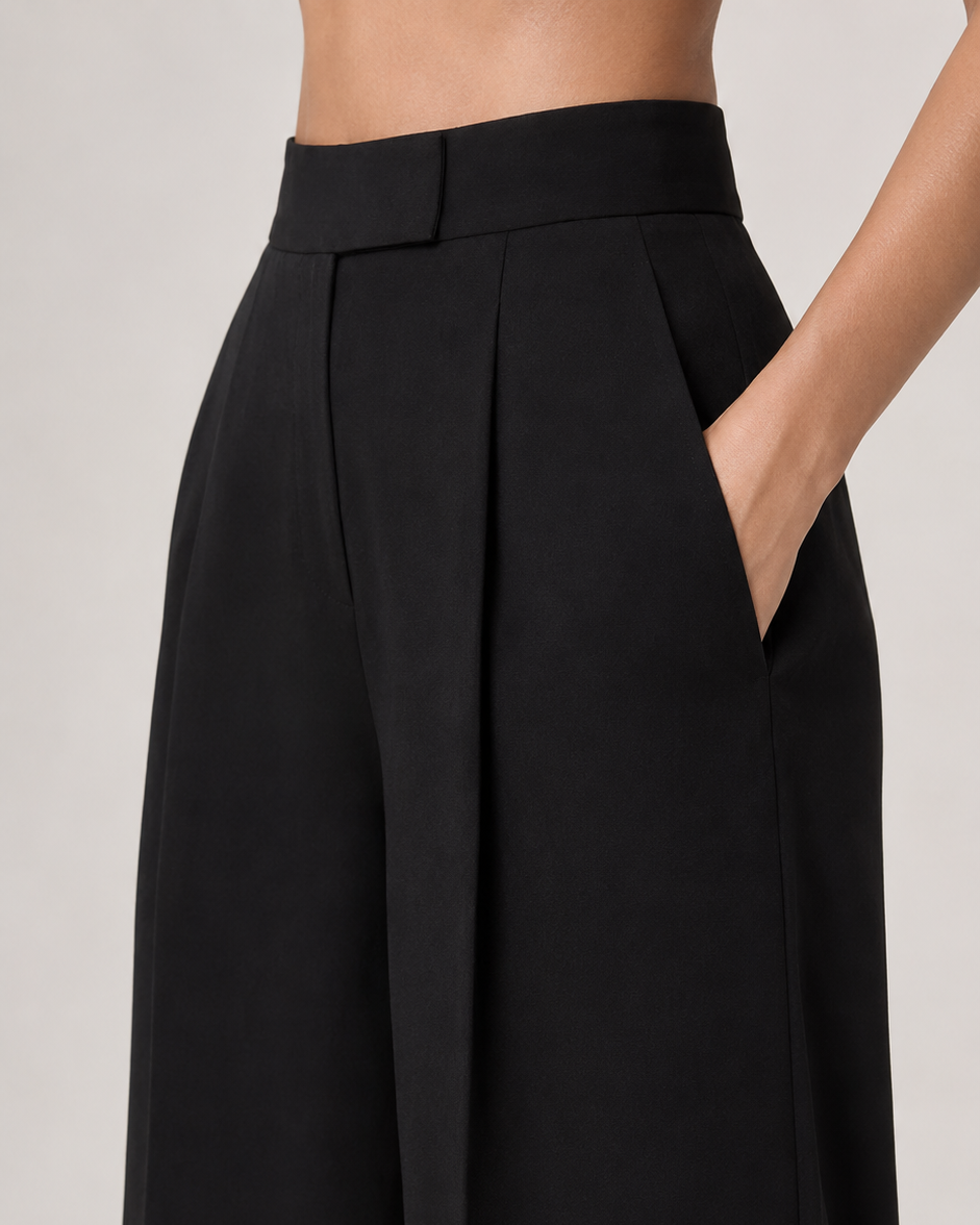 Black High-Rise Wide-Leg Trousers Beyond Formals