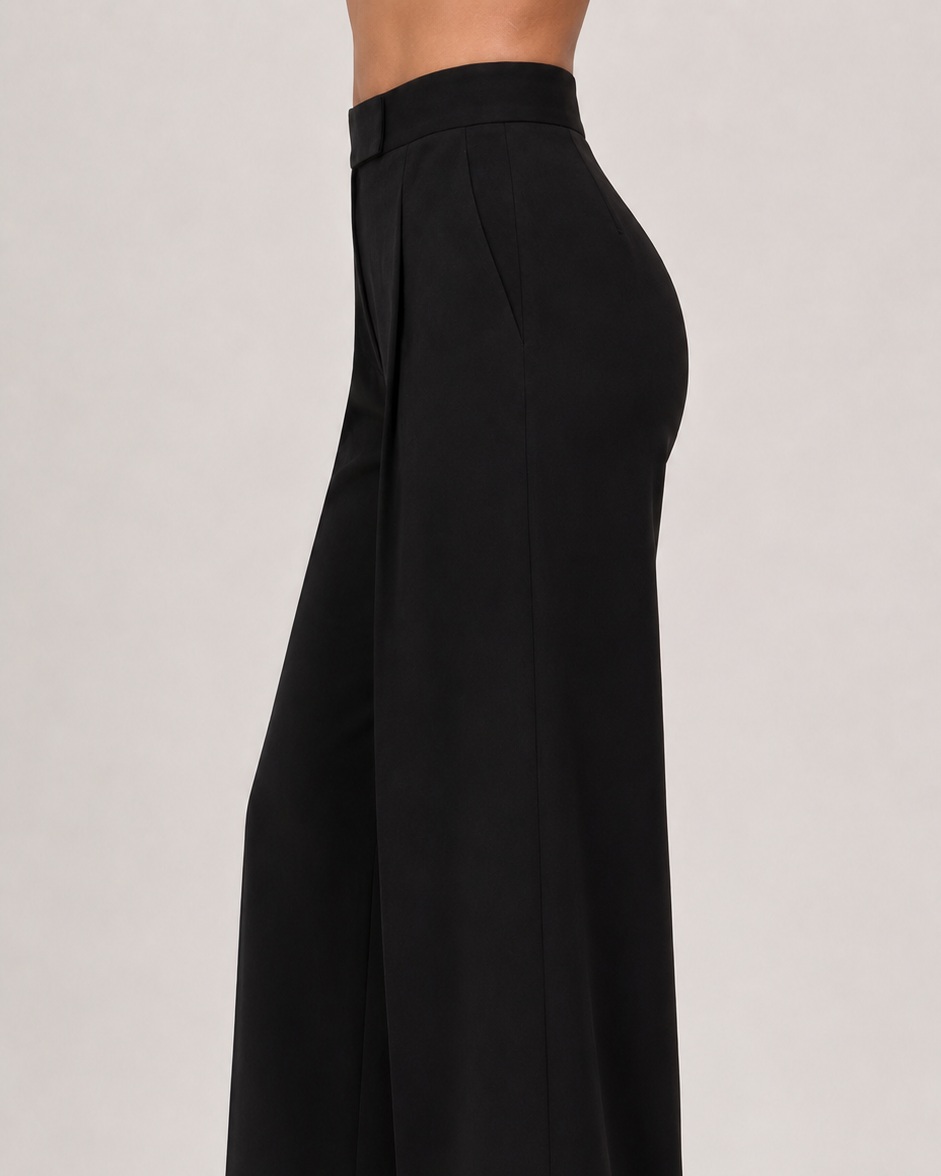 Black High-Rise Wide-Leg Trousers Beyond Formals