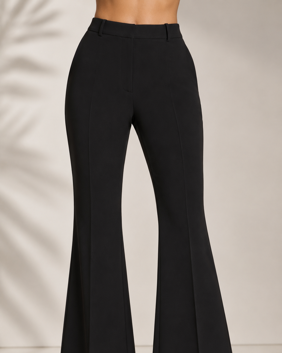 Black High-Rise Flared Trousers Beyond Formals
