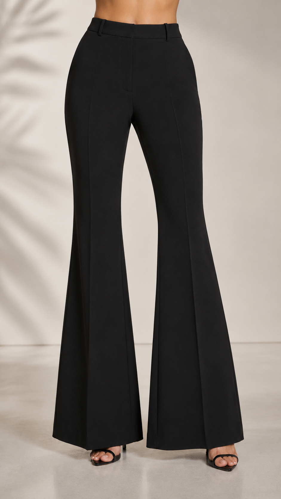 Black High-Rise Flared Trousers Beyond Formals