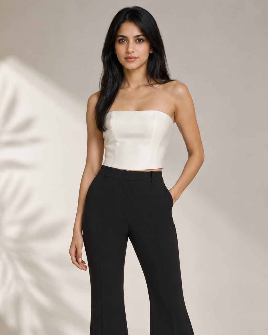 Black High-Rise Flared Trousers Beyond Formals