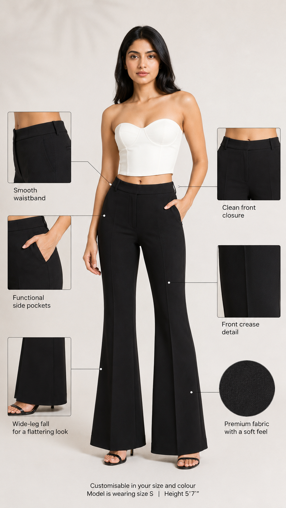 Black High-Rise Flared Trousers Beyond Formals