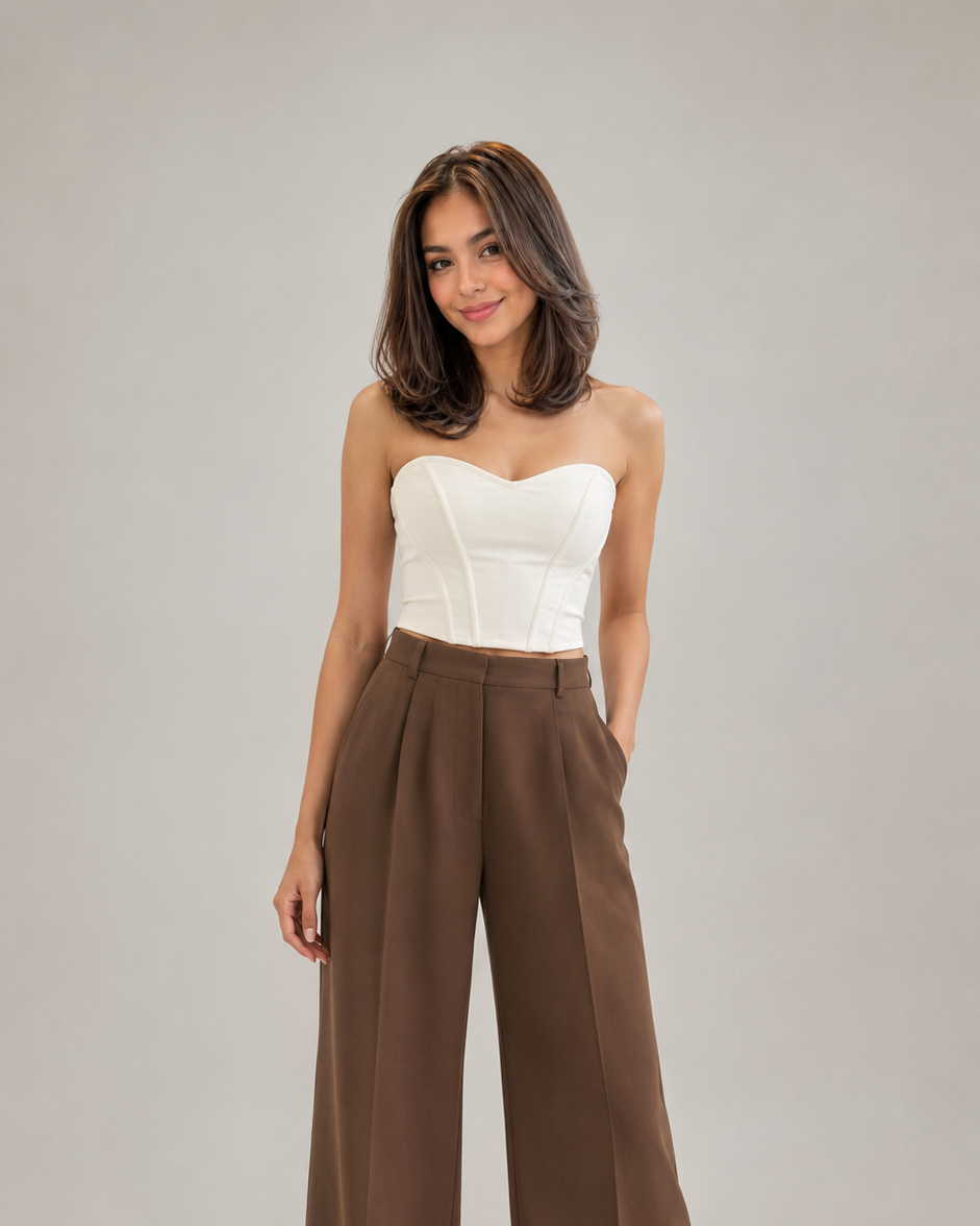 Brown High-Rise Wide-Leg Trousers Beyond Formals