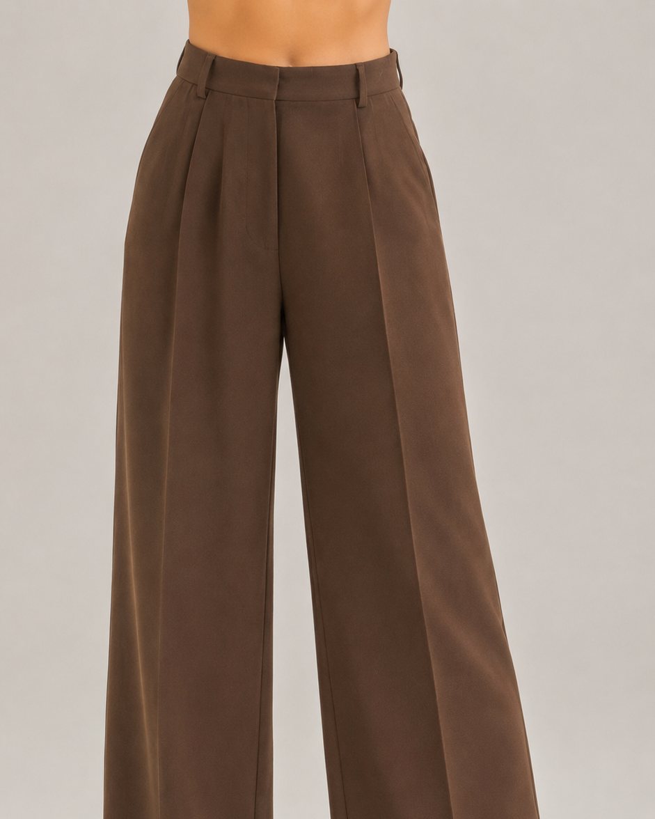 Brown High-Rise Wide-Leg Trousers Beyond Formals