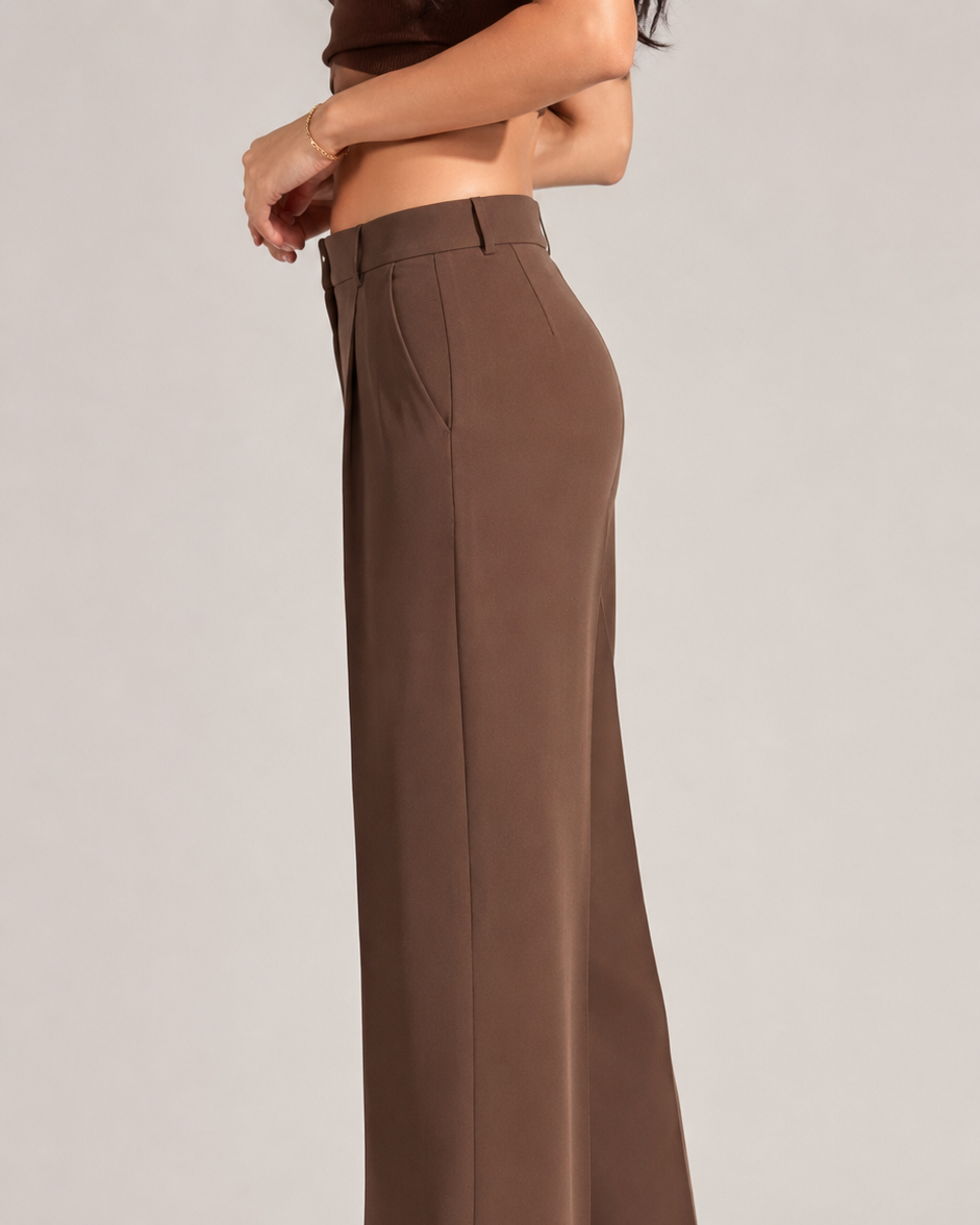 Brown High-Rise Wide-Leg Trousers Beyond Formals