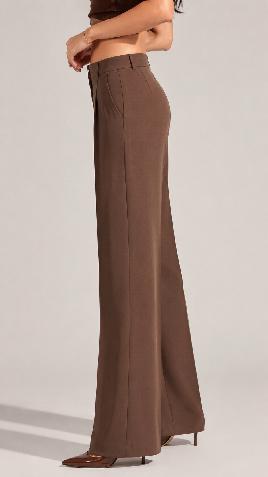 Brown High-Rise Wide-Leg Trousers Beyond Formals