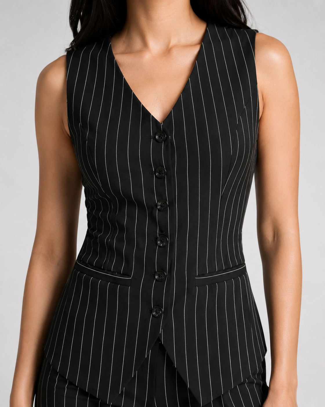Black Pinstripe Waistcoat & Trouser Set Beyond Formals
