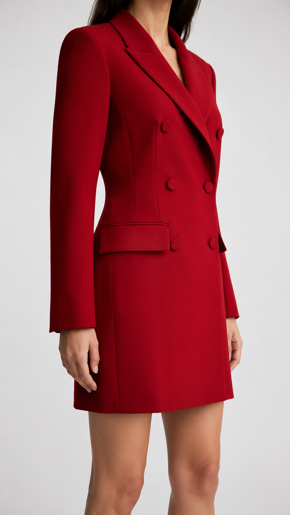 Red Double-Breasted Blazer Dress Beyond Formals