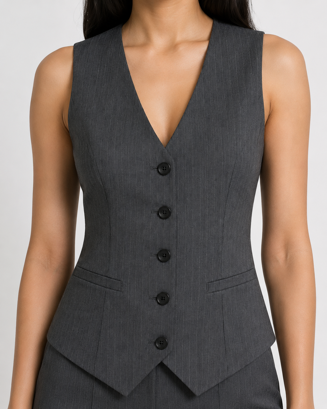Pinstripe V-neck Single-Breasted Waistcoat Beyond Formals