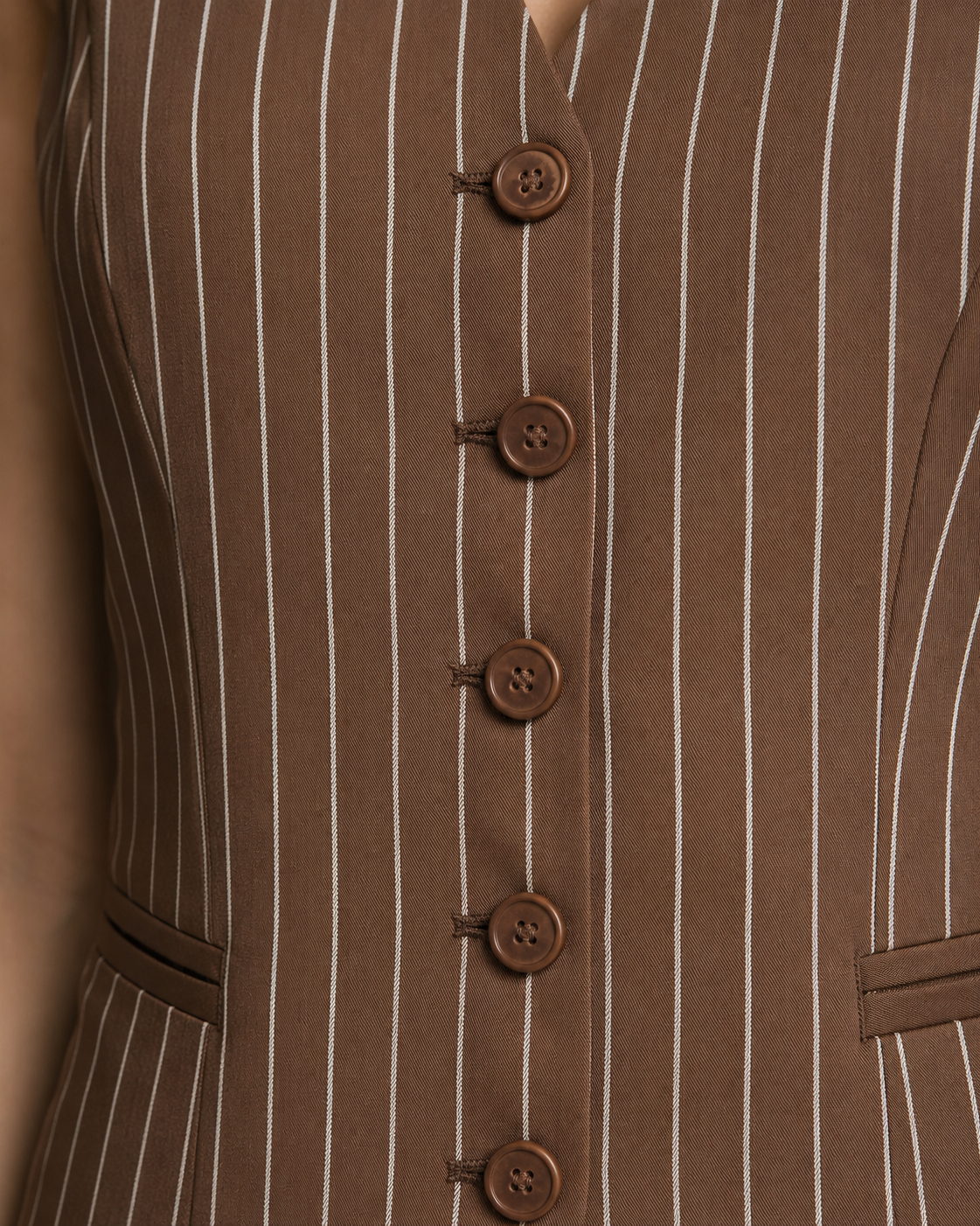 Pinstripe V-neck Single-Breasted Waistcoat Beyond Formals