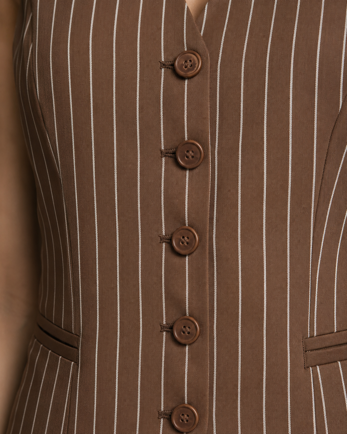 Pinstripe V-neck Single-Breasted Waistcoat Beyond Formals