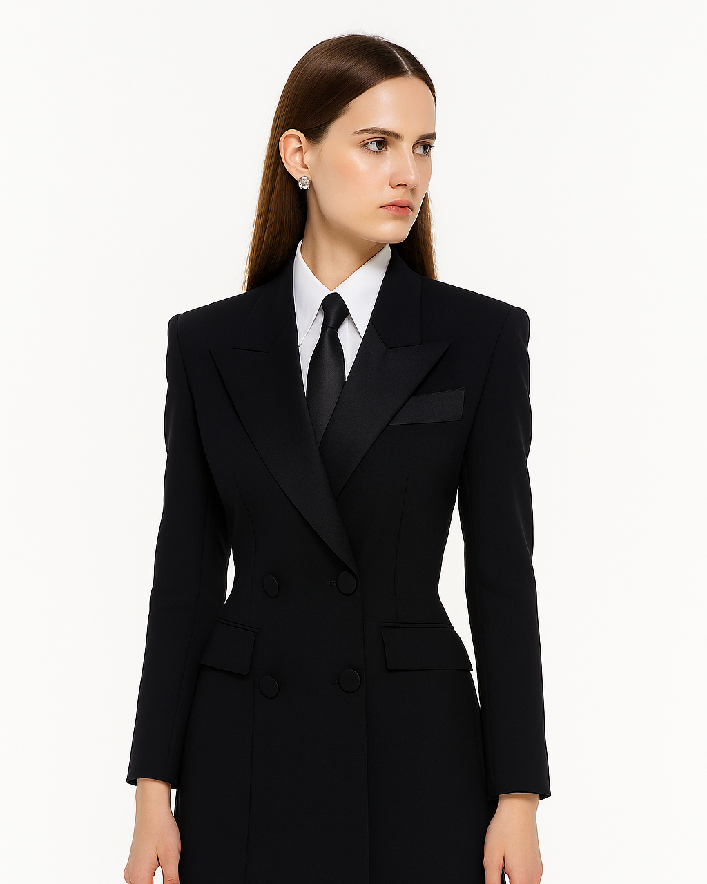 Power Tie Black Blazer Dress - Beyond Formals