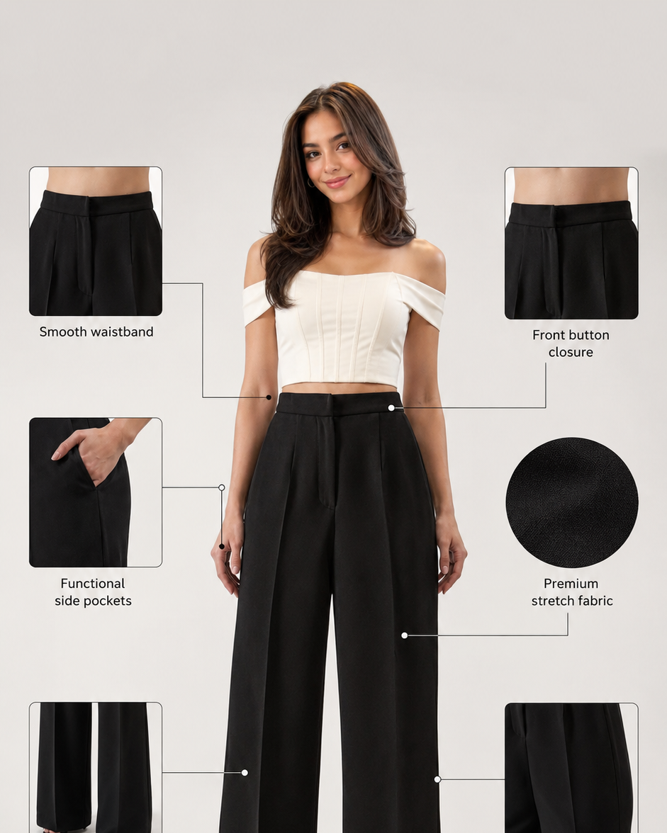 High-Waist Wide-Leg Trousers Beyond Formals