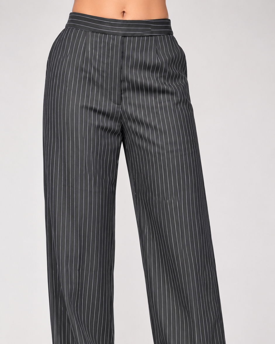 Black Striped 3-Piece Premium Formal Blazer Suit Set With Waistcoat & Pants Beyond Formals