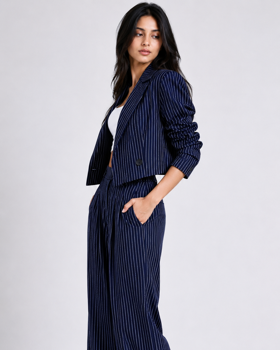 Pinstripe Blazer Suit Set Beyond Formals