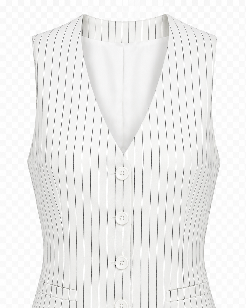Pinstripe V-Neck Single-Breasted Waistcoat Beyond Formals