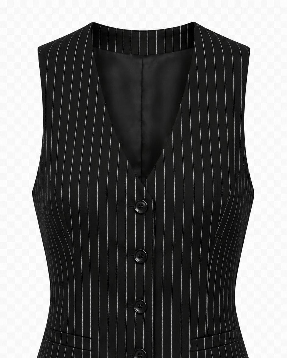 Pinstripe V-Neck Single-Breasted Waistcoat Beyond Formals
