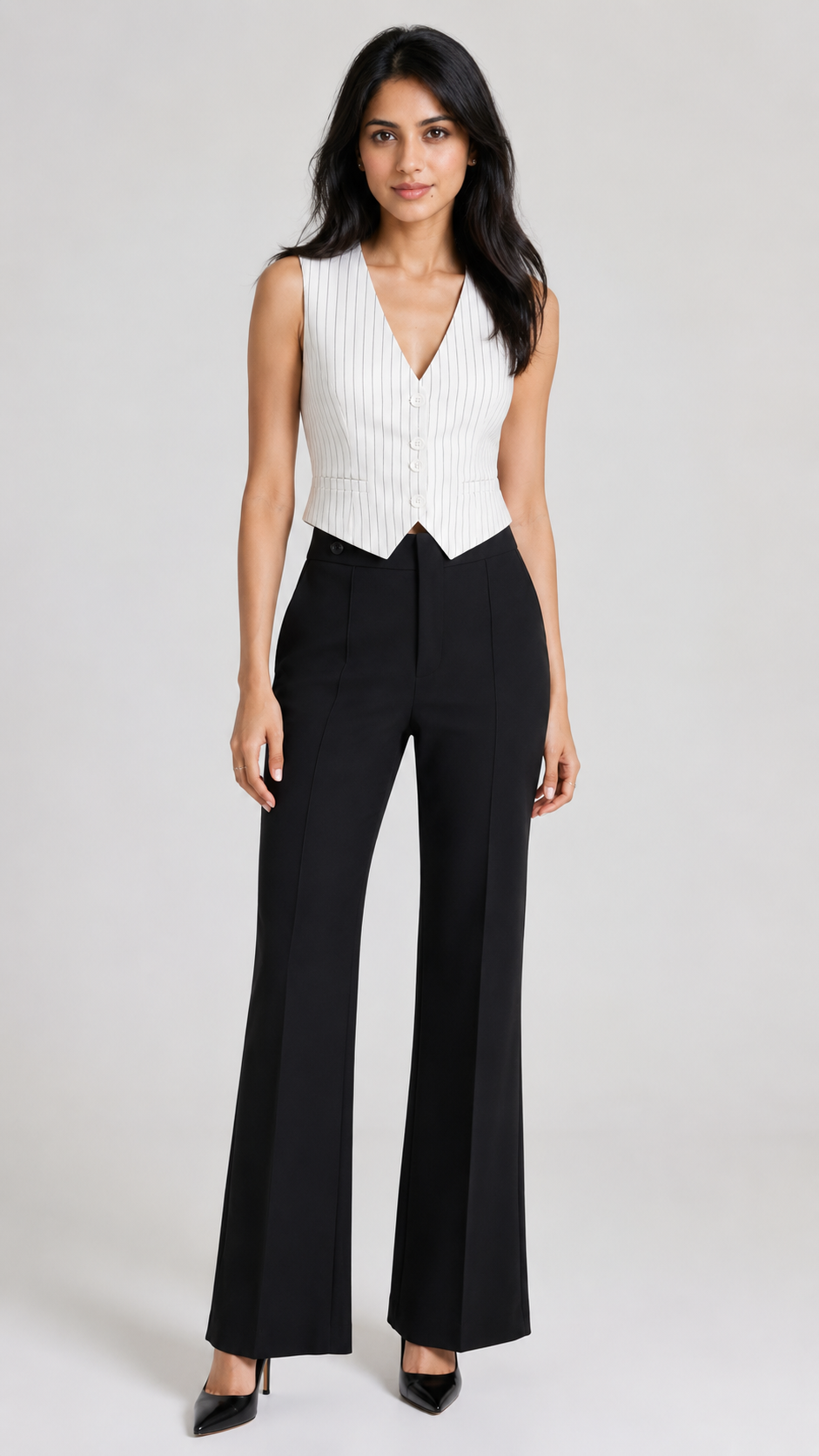 Pinstripe V-Neck Single-Breasted Waistcoat Beyond Formals