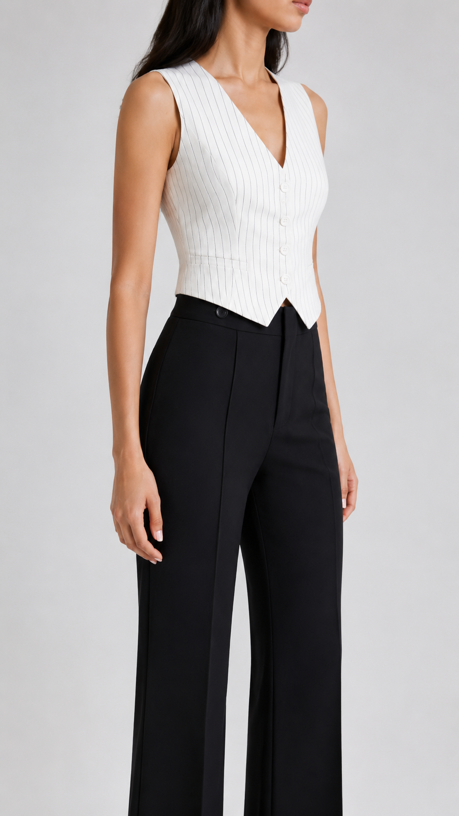Pinstripe V-Neck Single-Breasted Waistcoat Beyond Formals