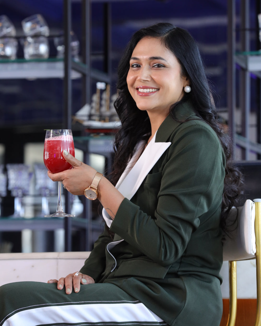 tailored green blazer suit set for women