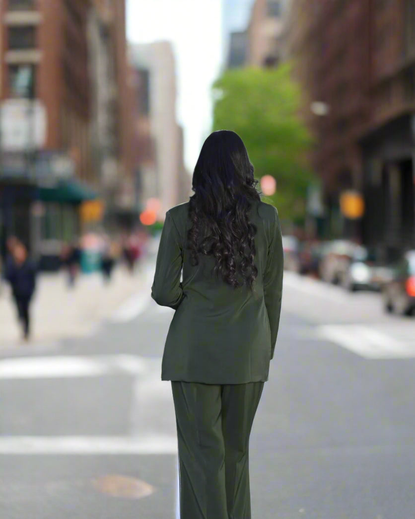 green suit set for women