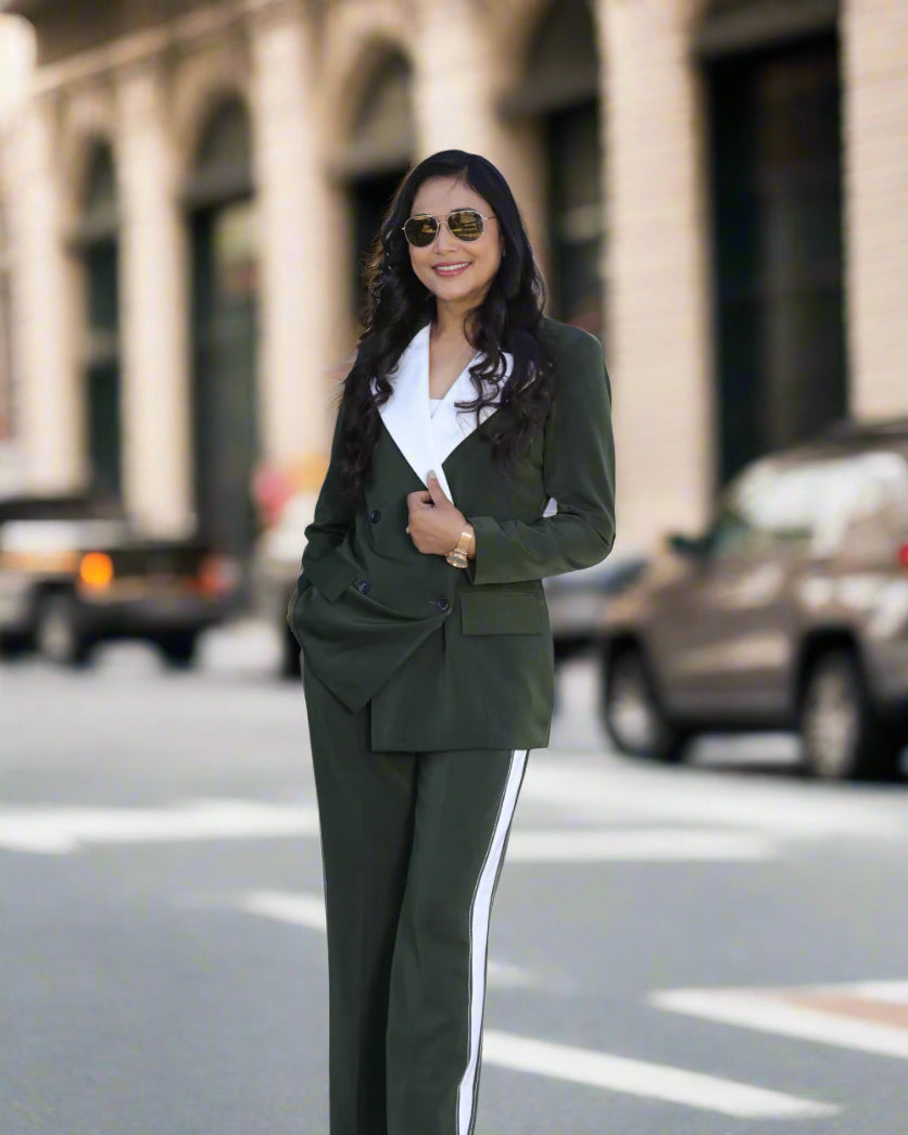 Olive green suit set for women