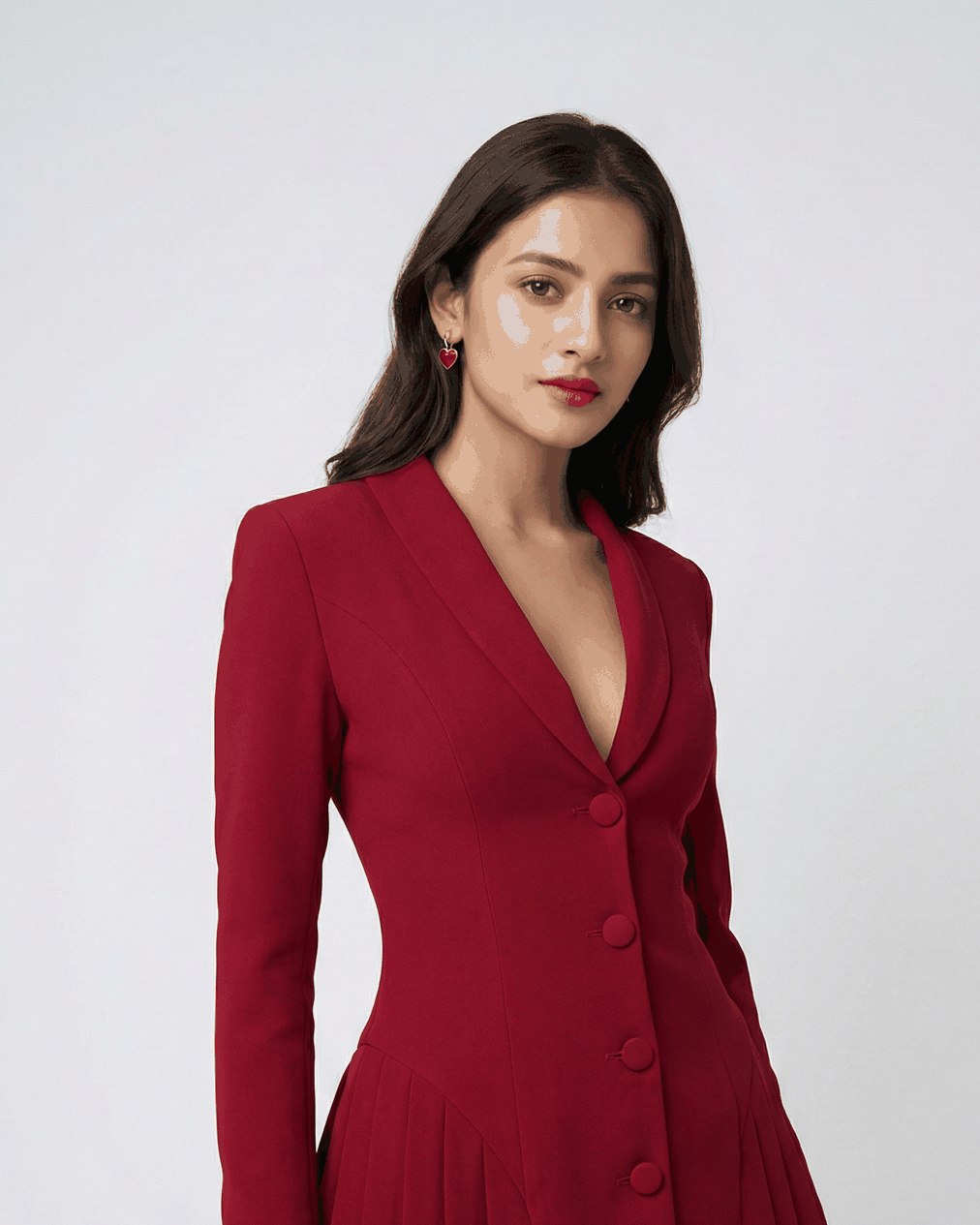 Crimson Pleat Tailored Dress Beyond Formals