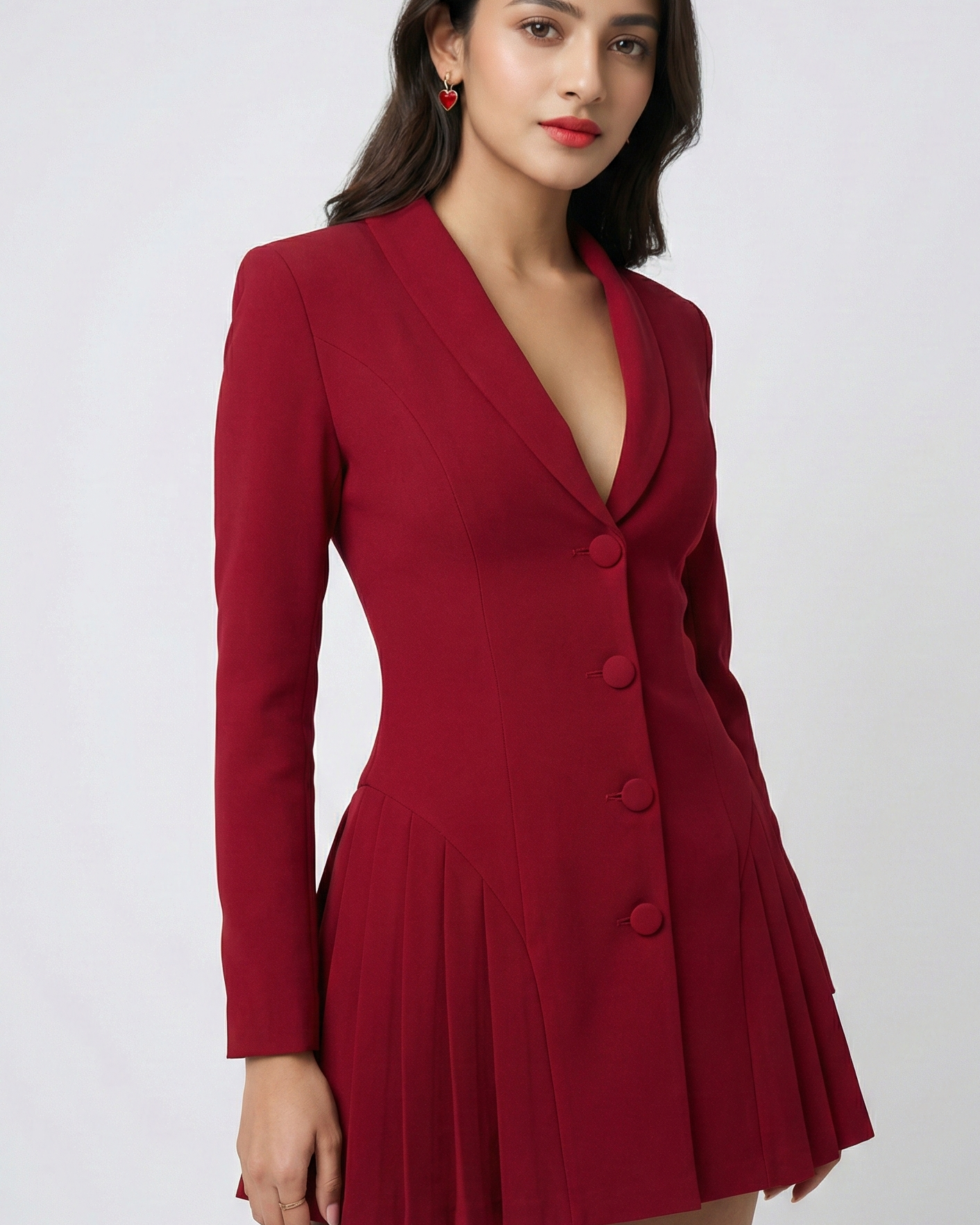 Crimson Pleat Tailored Dress Beyond Formals