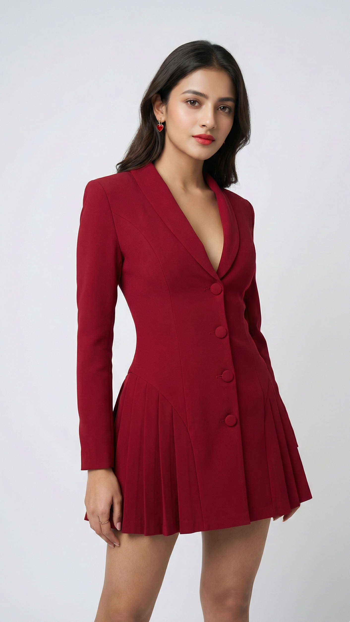 Crimson Pleat Tailored Dress Beyond Formals