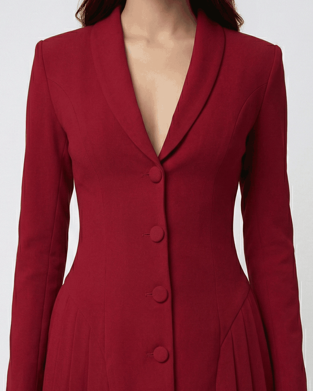Crimson Pleat Tailored Dress Beyond Formals