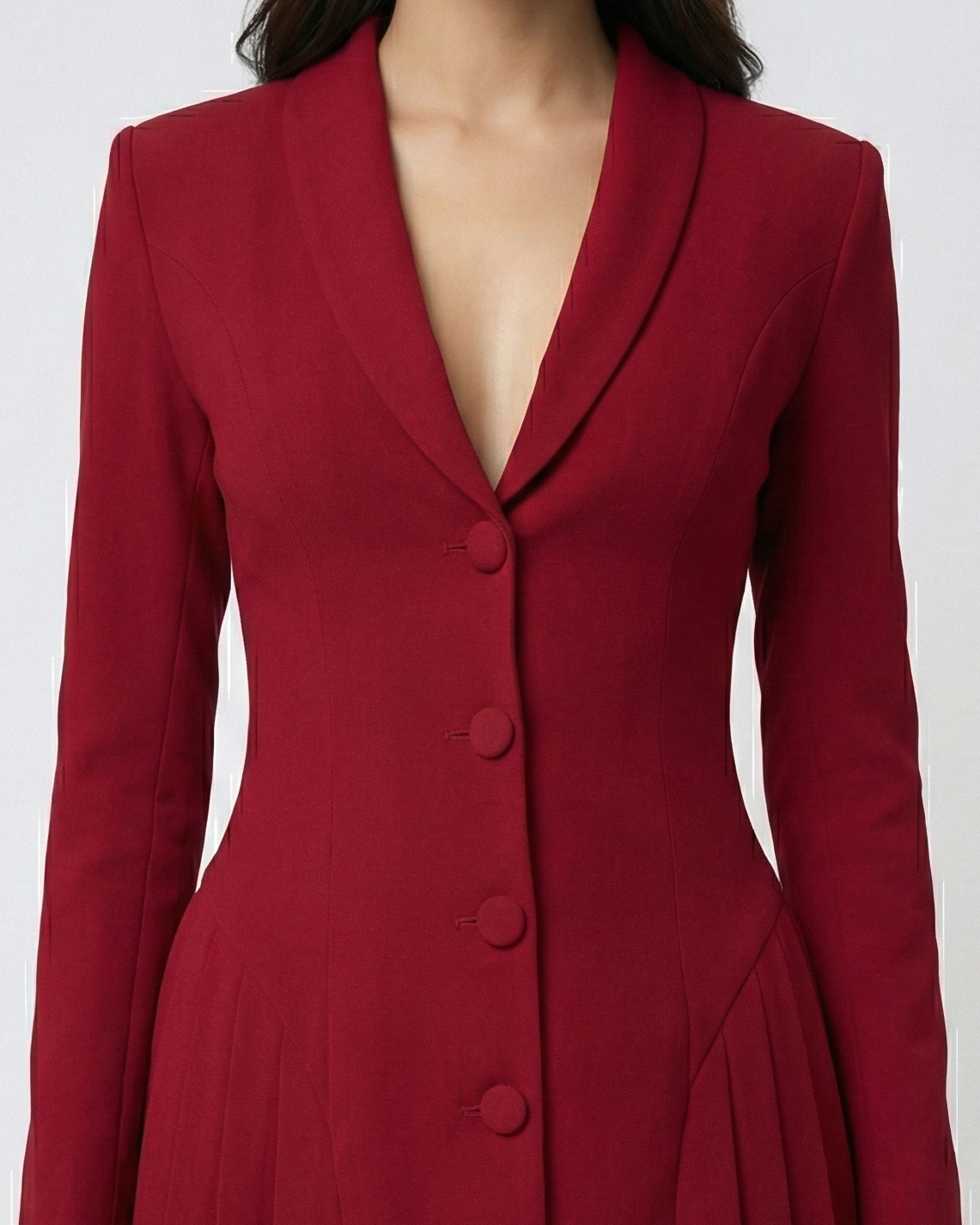 Crimson Pleat Tailored Dress Beyond Formals