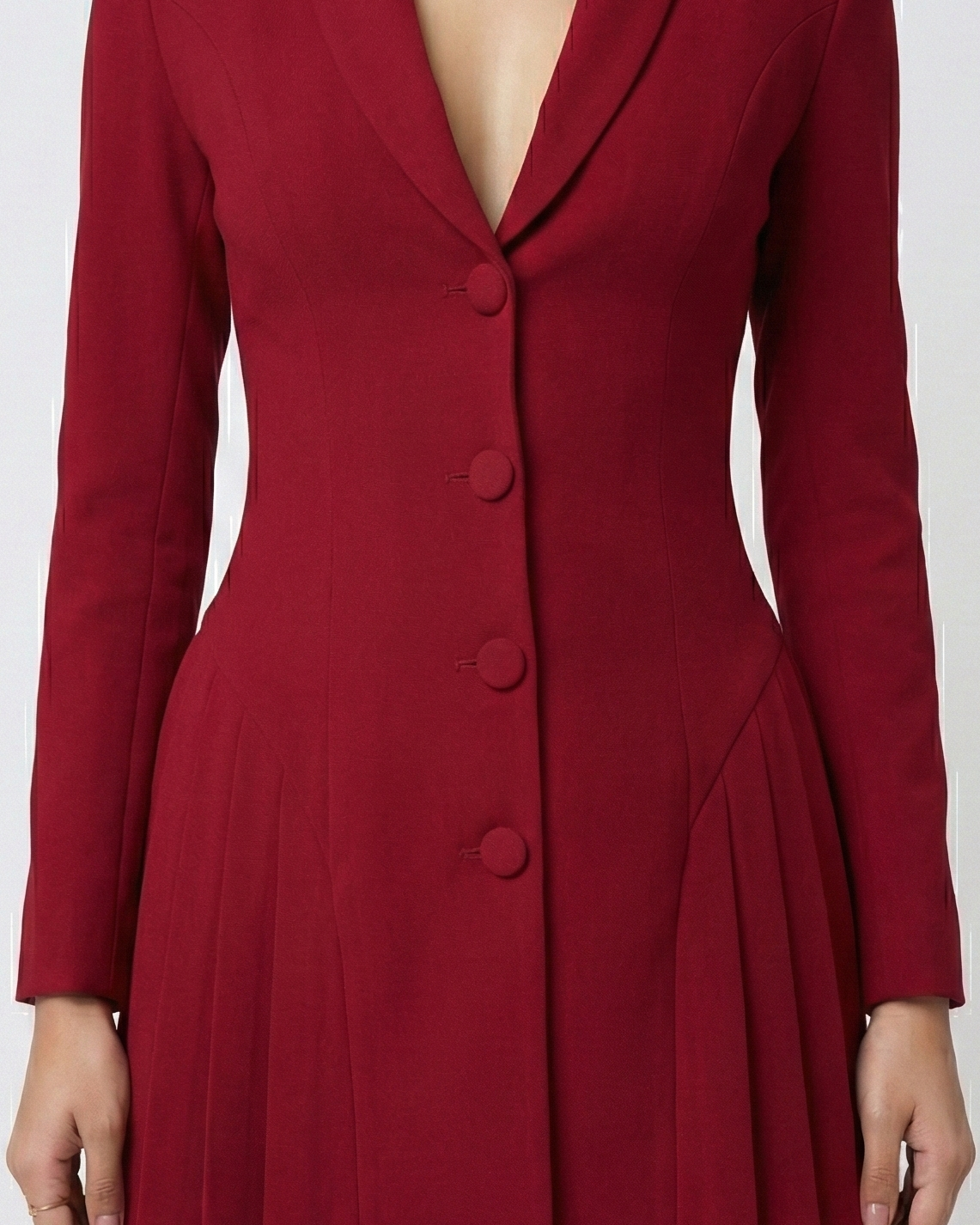 Crimson Pleat Tailored Dress Beyond Formals