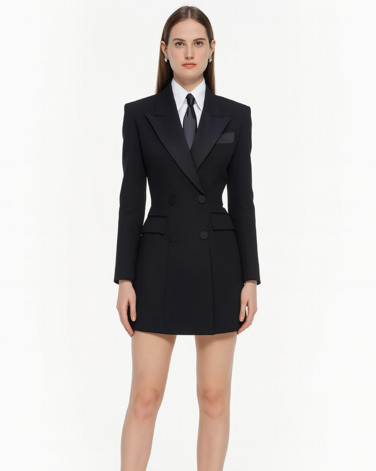 Power Tie Black Blazer Dress - Beyond Formals