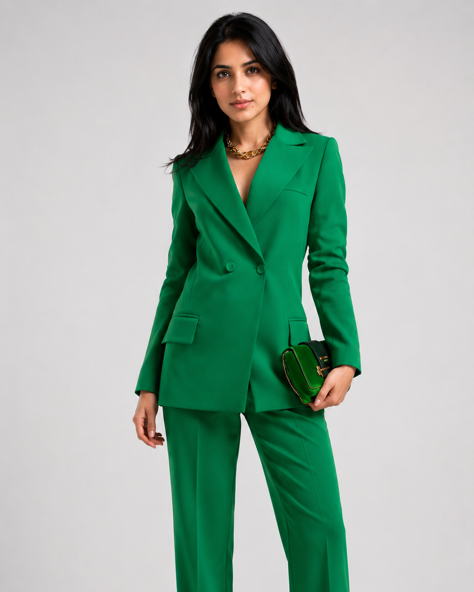 Hunter Green Double-Breasted Blazer Suit Set Beyond Formals